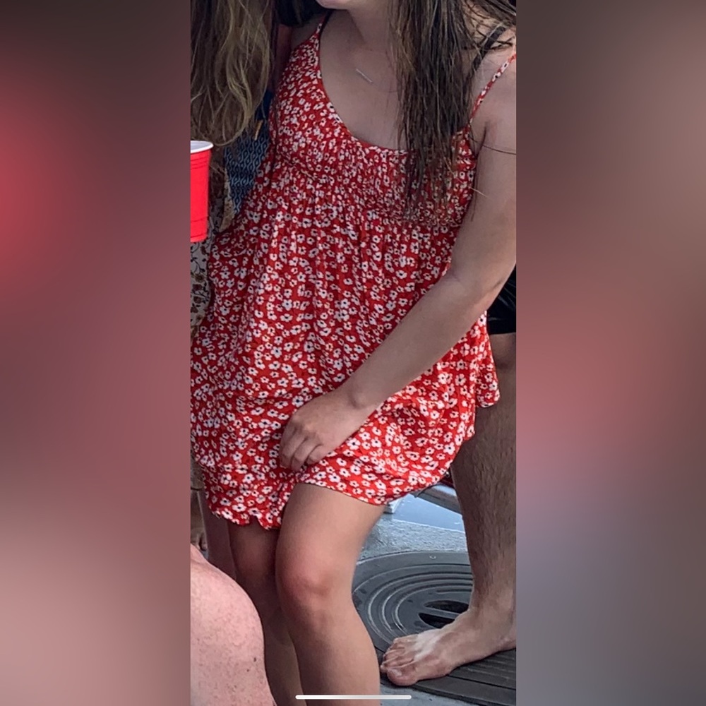 Lulu's Red Floral Mini Sundress Dress